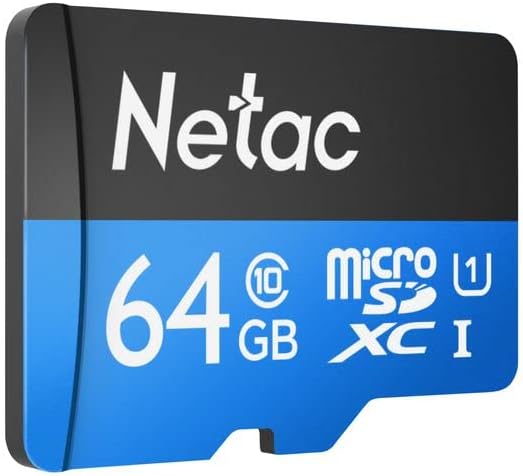 Netac P500 64GB MicroSDHC Card with SD Adapter, U1 Class 10, Up to 90MB/s. Camera or Mobile Phone Storage
