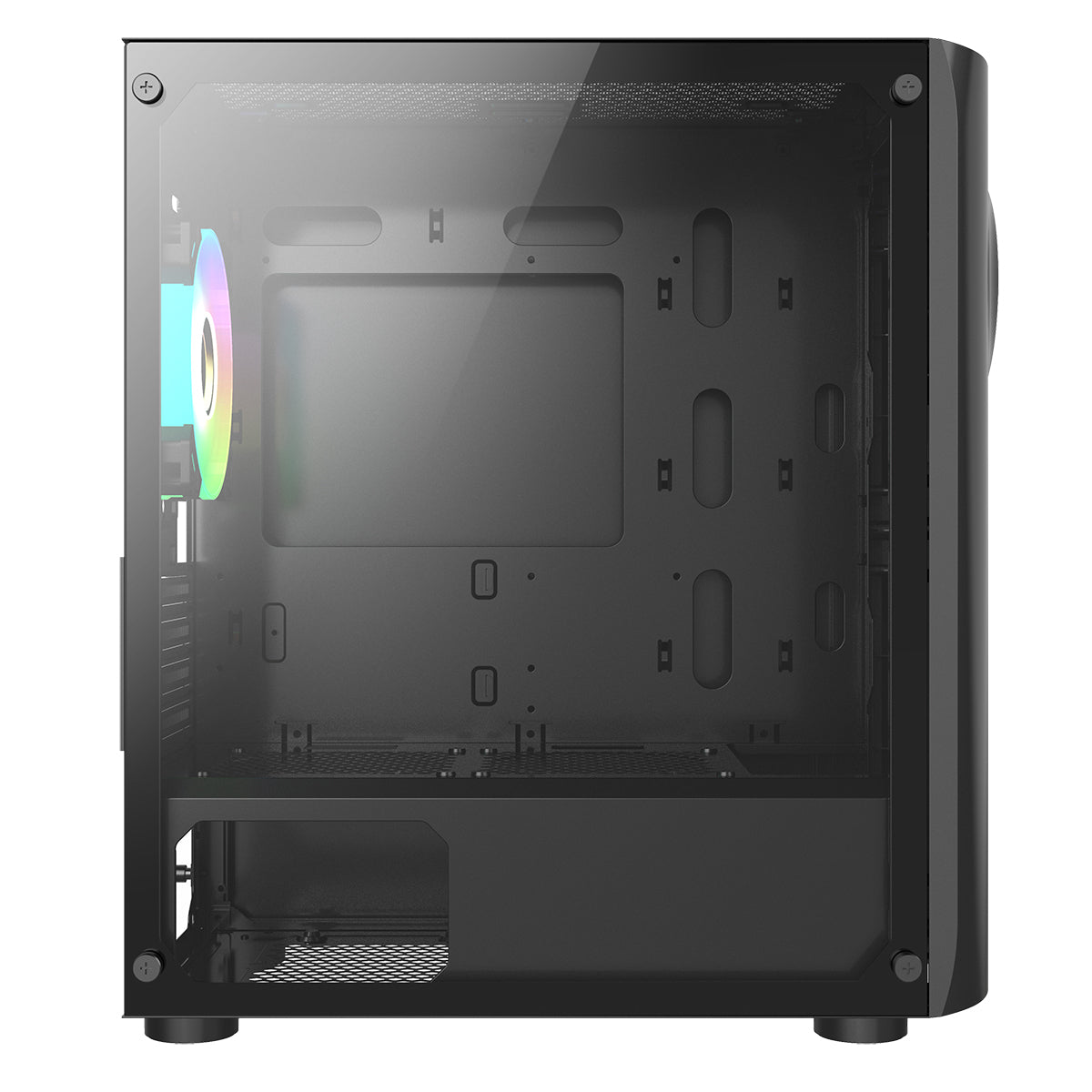 CiT Quake Micro-ATX Black PC Gaming Case w/ Tempered Glass, 120mm ARGB Rear Fan